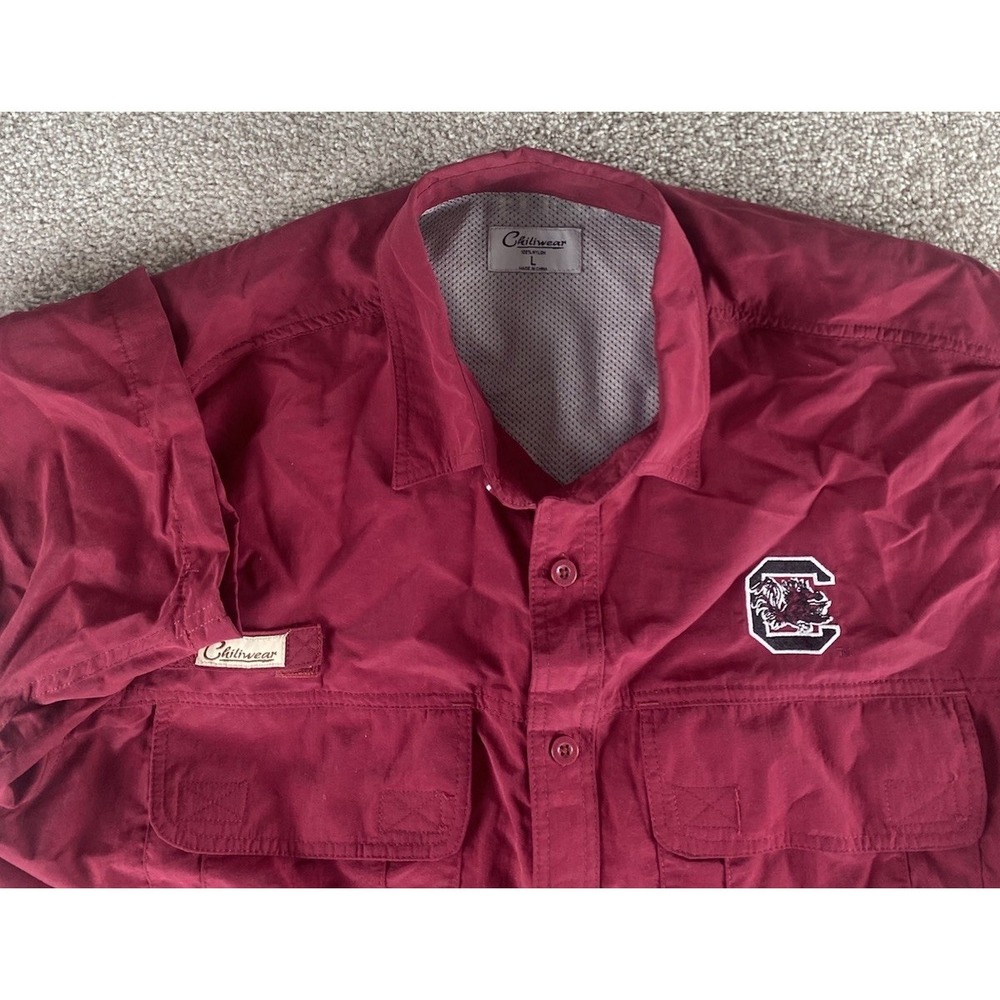 Chiliwear South Carolina Gamecocks Fishing Button Up Shirt Nylon Mens Large Vent - Picture 1 of 10